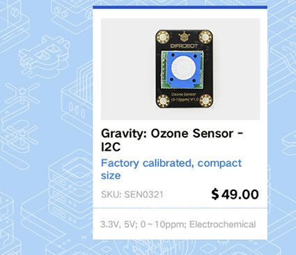 Gravity: I2C Ozone Sensor (0-10ppm)